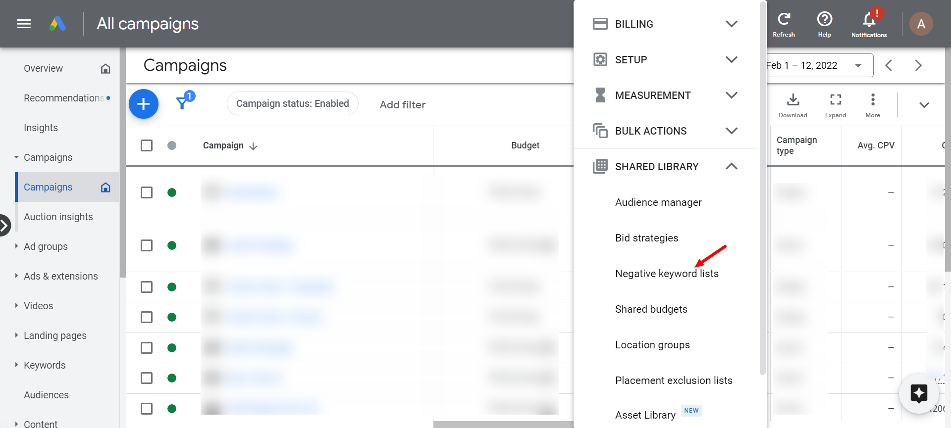 annotated Google Ads search terms report showing wasted queries like "personal injury law book" and "attorney jobs" flagged to be added as negative keywords