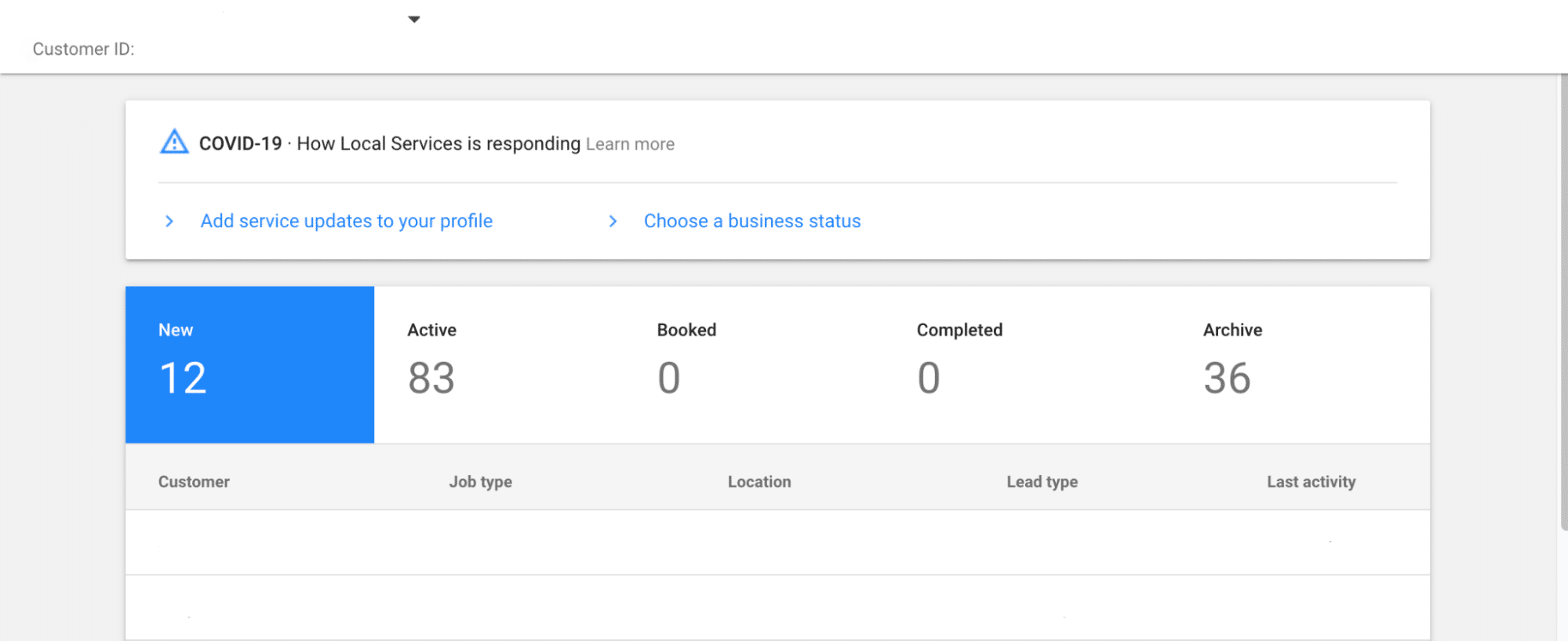 Google Local Services Ads leads dashboard