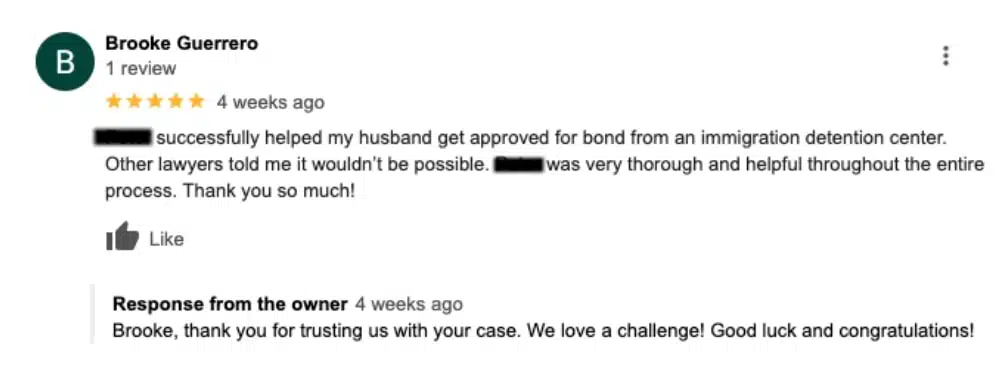 Example Google Review Screenshot